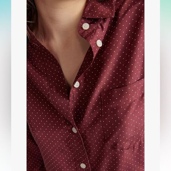 Thakoon Silk wrap tie oversized shirt dress Maroon NWT SMALL - Picture 4 of 10